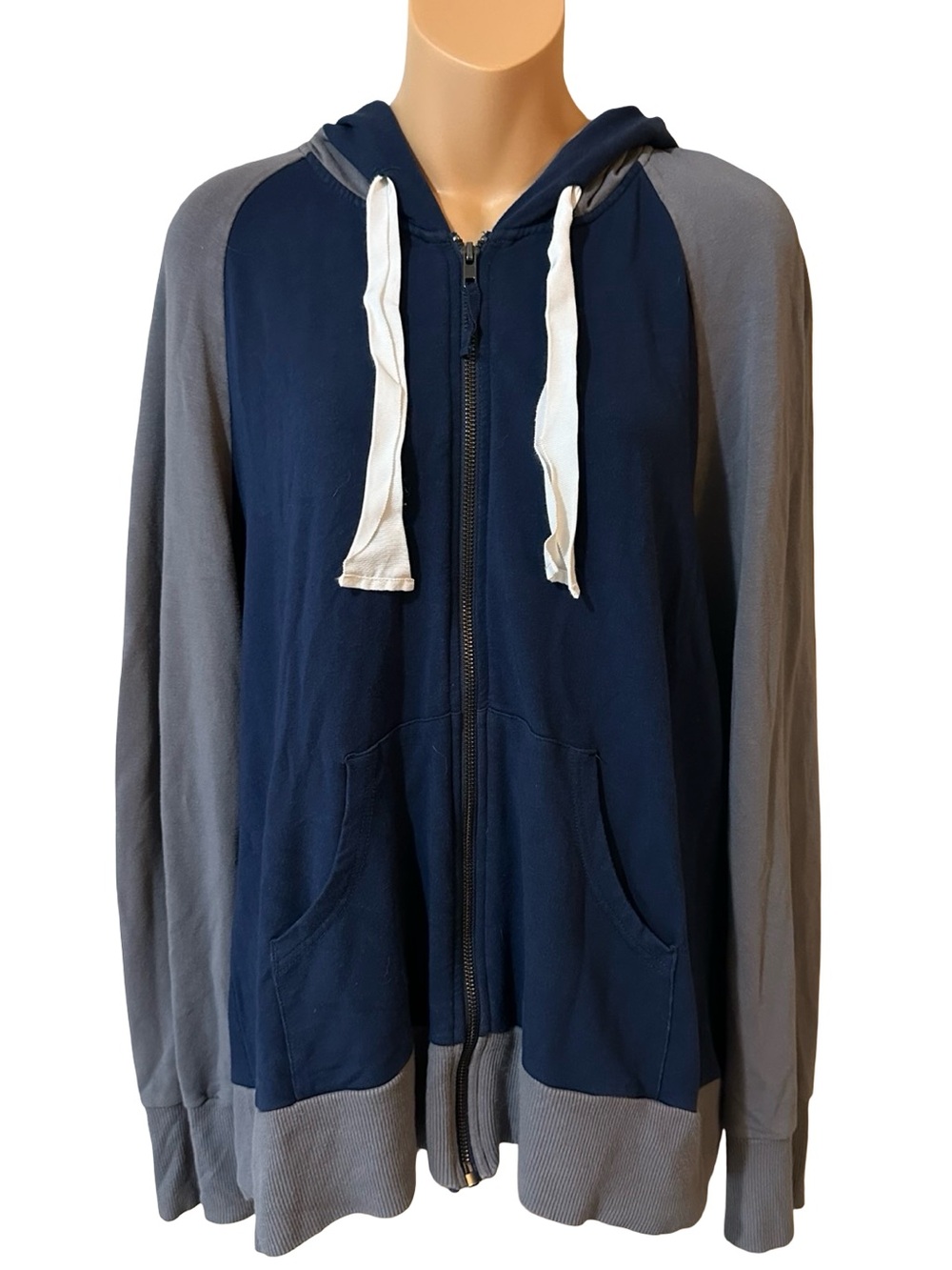 Evy's Tree Sharon Colorblock V-Neck Zip-Up Hoodie Luxury Boutique Casual Cozy 2X